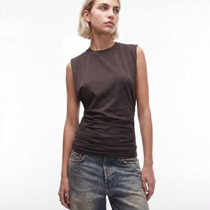 Weekday Brown Sleeveless Top With Cinched Gathered Waist