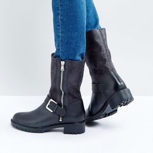 Dune Black Faux Fur Lined Mid-calf Boot