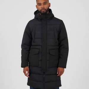 Brave Soul Blue Padded Hooded Longline Jacket for men