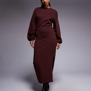 ASOS Purple Cotton Balloon Sleeve Midi Sweat Dress