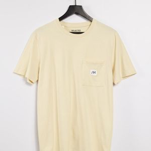 T-shirt con tasca con logo beige di SELECTED in Neutro da Uomo