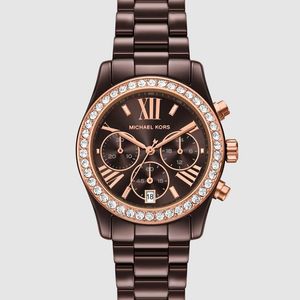 Michael Kors Brown Lexington Chronograph Ceramic Watch