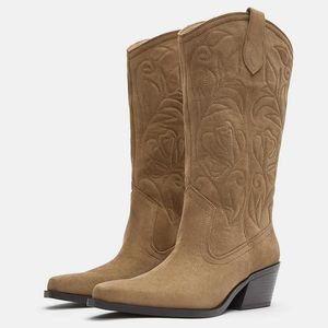 Pull&Bear Natural Cowboy Boots