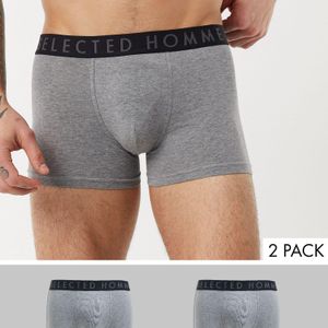 SELECTED – e Unterhosen aus Bio-Baumwolle, 2er-Pack in Grau für Herren