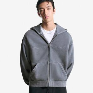 Bershka Grey Cropped Boxy Fit Zip-Up Sweatshirt for men