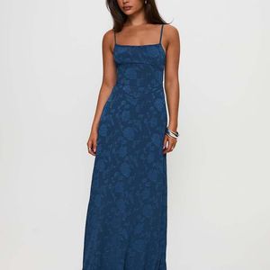 Princess Polly Blue South Of France Floral Devore Cami Lace Up Back Detail Maxi Dress