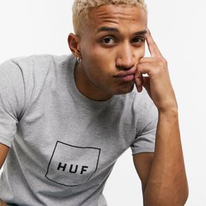 Camiseta con logo cuadrado en gris Essentials Huf de hombre