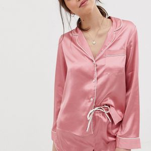 ASOS Mix En Match - Satijnen Pyjamahemd in het Roze