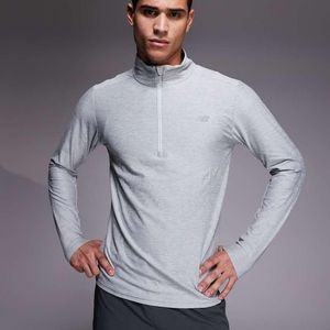 New Balance Grey Space Dye 1/4 Zip Top for men