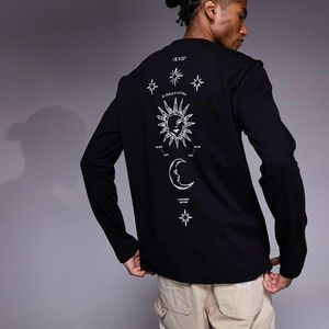 ASOS Blue Relaxed Long Sleeve T-shirt With Celestial Spine Graphic for men