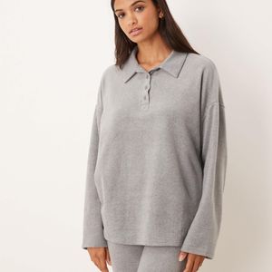 ASOS Grey Mix & Match Lightweight Fleece Collared Sweater