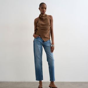 TOPSHOP Blue Orson Mid Rise Comfort Straight Jean