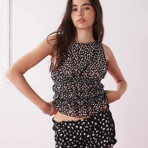 Collusion Black Woven Shirred Polka Dot Hot Pant