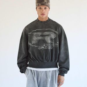 Bershka Grey Washed Effect Round Neck Sweatshirt for men