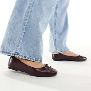 New Look Blue Bow Pu Ballet Flats