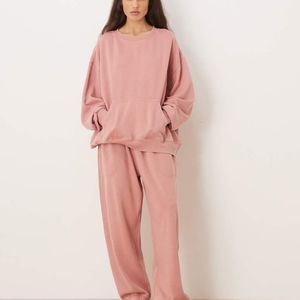 Free People Pink Intimately Fp Slow It Down Cosy Wide Leg Trackies