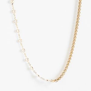 ASOS White Half And Half Faux Pearl Chain Necklace for men
