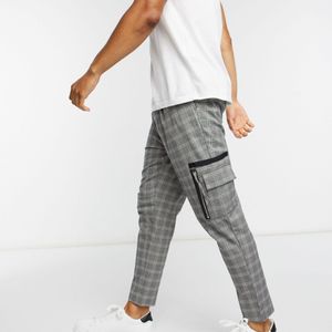 Pantalones elegantes tapered con estampado ASOS de hombre de color Gris