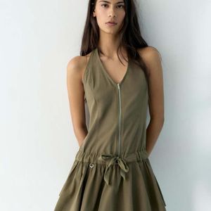 Pull&Bear Green Short Halter Dress With Zip