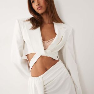 ASOS White Asos X The Sourced Collection Cropped Wrap Blazer