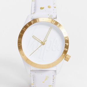 Reloj blanco con moteado en dorado Hype