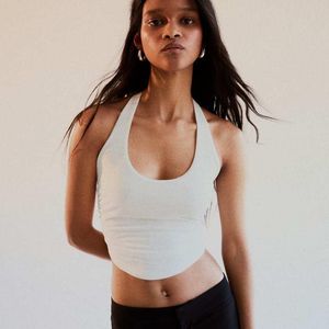 Bershka White Halter Neck Top With Back Knot