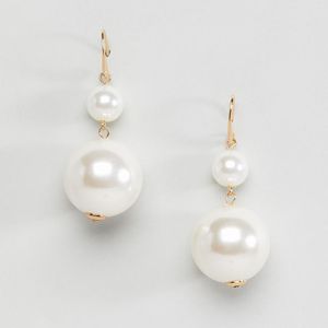 ASOS Metallic Double Pearl Pull Through Earrings