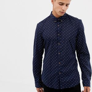 Tom Tailor Overhemd Met Lange Mouwen En Fijne Print in het Blauw voor heren