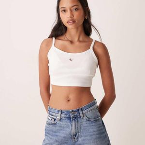 Calvin Klein Blue Woven Label Cropped Tank