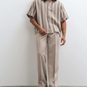 ASOS Grey Tailored Double Pleated Wide Leg Trousers for men