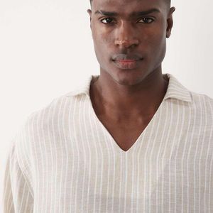 ASOS Natural Oversized Overhead Stripe Shirt for men