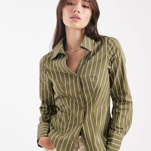 Miss Selfridge Green Poplin Fitted Shirt
