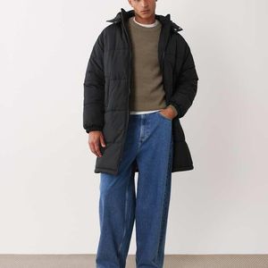 ASOS Blue Longline Puffer Jacket for men