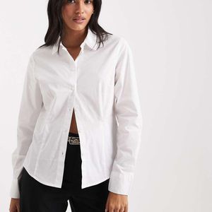 Pieces White Cinched Waist Shirt