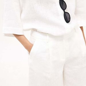 NA-KD White Tailored Linen Shorts