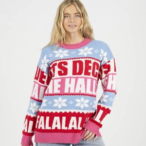 Brave Soul Red Stripe Slogan Christmas Jumper