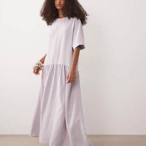 ASOS Pink Dropped Waist Midaxi T-shirt Dress