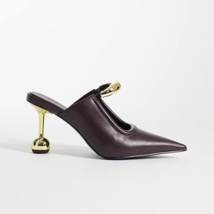 JW PEI Red Sofia Metal Accent Sphere Heel Mules