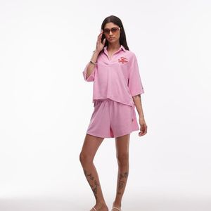 Tommy Hilfiger Pink Resort Logo Towelling Short Co-Ord