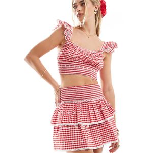 New Look Pink Co-ord Tie Gingham Mini Skirt