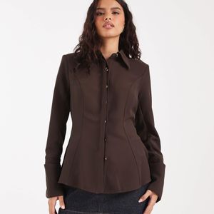 River Island Brown Shirt With Tie Back Detail