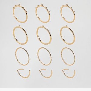 ASOS Metallic Pack Of 12 Ball And Faceted Rings