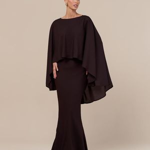 Wanderdoll Brown Cleo Chiffon Drape Detail Cape Top Co-Ord