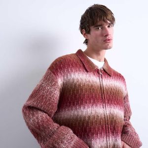 Topman Red Knitted Blend Zip Through Cardigan for men