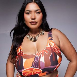 ASOS Red Asos Design Curve Ava Cropped Bikini Top