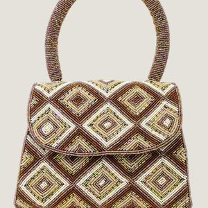 Aspiga Natural Ladies Sustainable Beaded Crossbody Handbag Jute