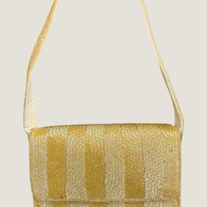 Aspiga Natural Ladies Sustainable Beaded Crossbody Shoulder Bag Jute Stripe