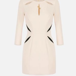 Elisabetta Franchi Natural Mini Dress With Two Tone Cut Out