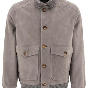 Brunello Cucinelli Gray Shearling Jacket for men