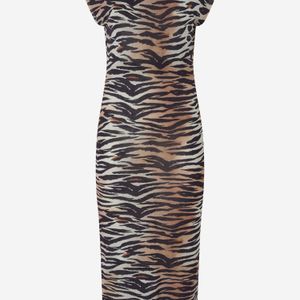 Pinko Red Animal Print Midi Sheath Dress